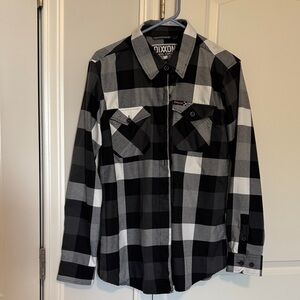 DIXXON Black & Gray Buffalo Plaid Zip-Front Shirt Jacket